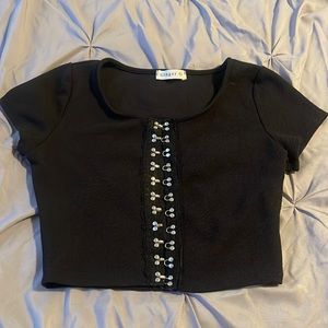 Black crop top. Super cute!